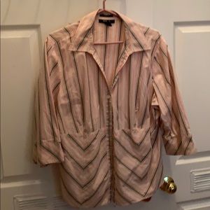 Pink and gray stripped button down.